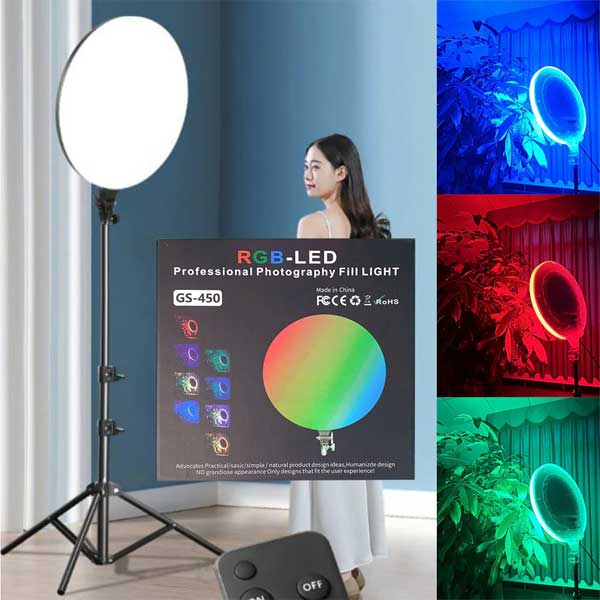 نور ثابت ال ای دی GS-450 RGB LED light و عکاسی از مدل