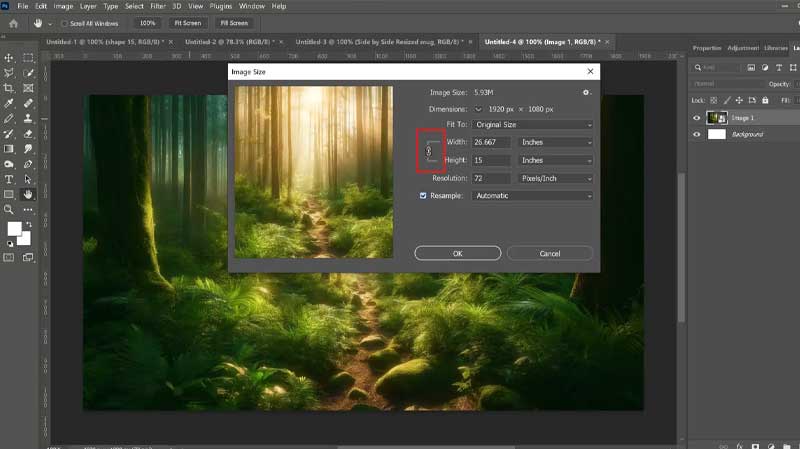 تغییر سایز عکس آنلاین و برنامه photoshop