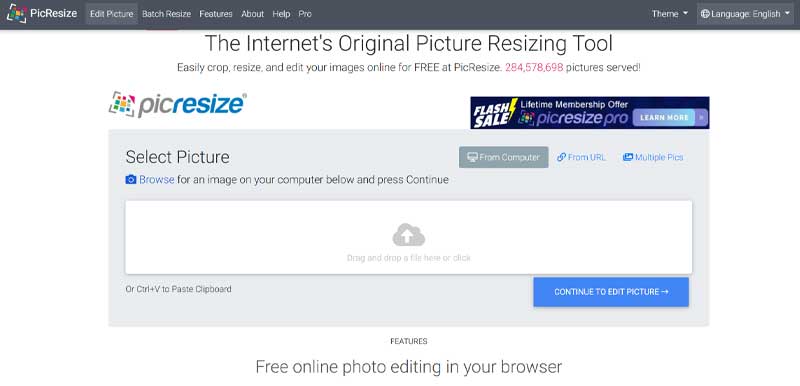 تغییر سایز عکس آنلاین و سایت 