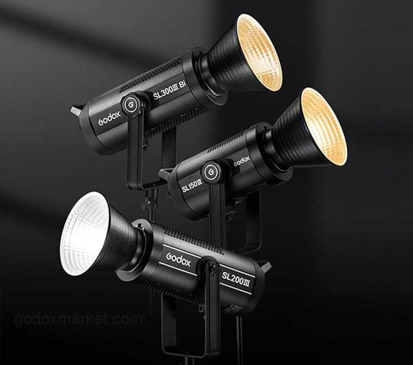 ویدئو لایت گودکس Godox SL150IIIBI Bi-Color LED Monolight و نمای جانبی