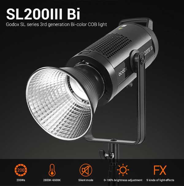 ویدئو لایت گودکس Godox SL200IIIBI Bi-Color LED Monolight و مشخصات فنی 