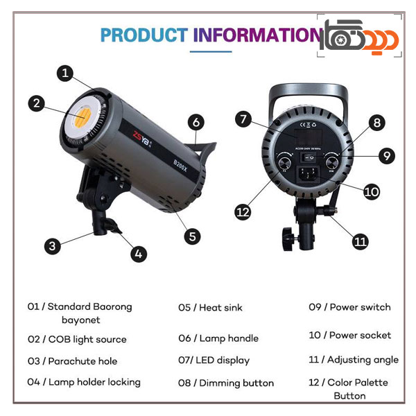 نور ثابت ال ای دی Zsyb B200X Bi-Color Video Light و مشخصات فنی