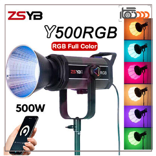 نور ثابت ال ای دی Zsyb LED Y500RGB Bi-color Video Light و نمای جانبی و رنگ های نورپردازی