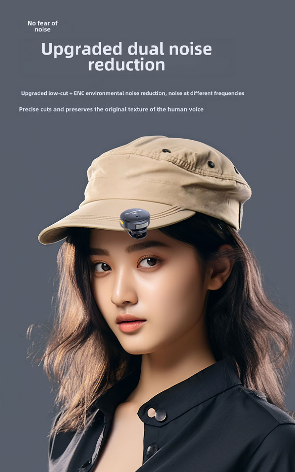 میکروفون بی سیم آراروکس Ararox Q8 Type-C Wireless Microphone و قابلیت آهن ربایی روی کلاه خانم