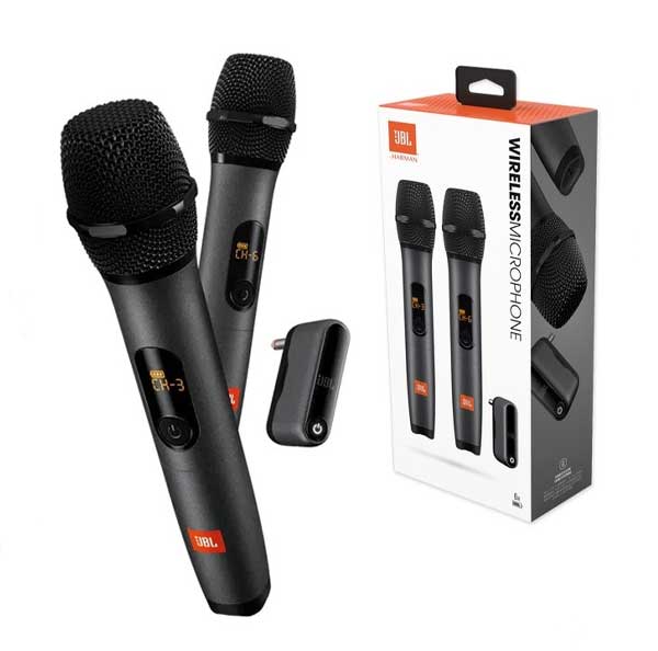 میکروفون دستی بی سیم جی بی ال JBL TWO MIC Wireless Microphone و نمای جعبه