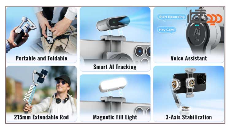 گیمبال موبایل ژیون کمبو Zhiyun CINEPEER CQ5 Gimbal for Smartphones combo و امکانات و قابلیت ها