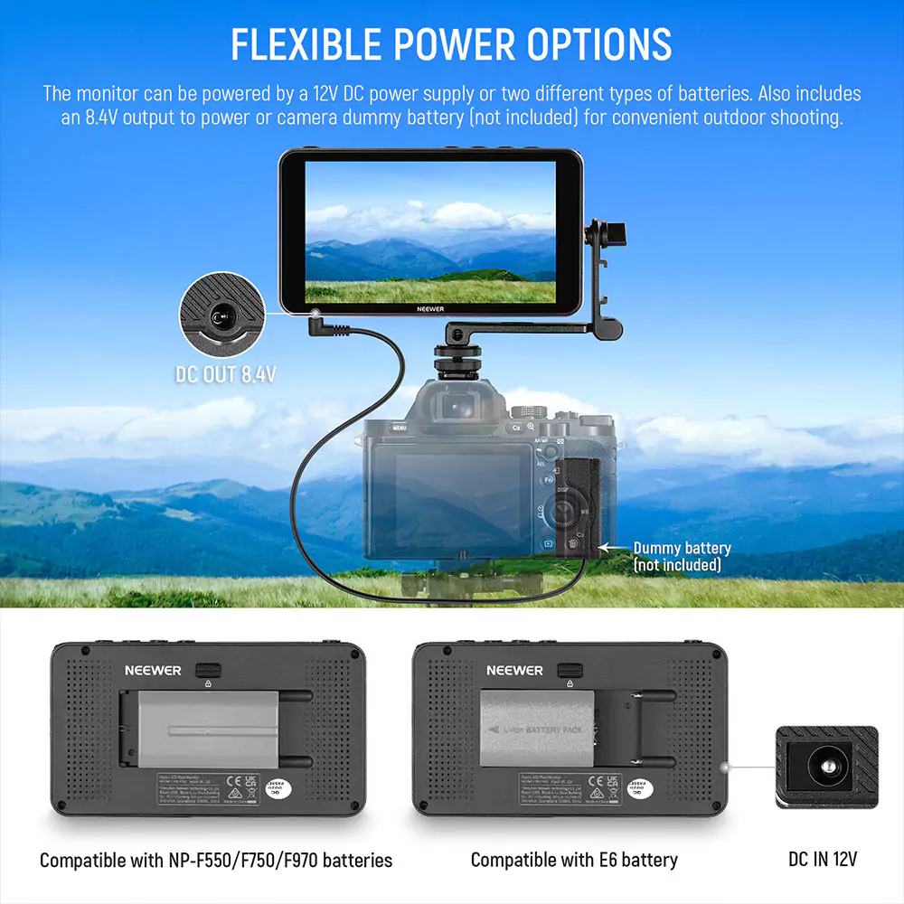 neewer f400 pro 6 on camera field monitor l series battery kit