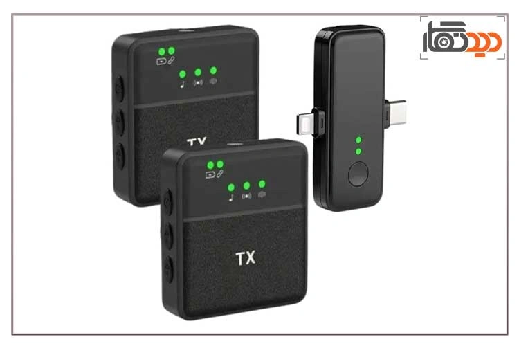میکروفون یقه ای بی سیم دو میکروفونه مدل SX31 و نمای جانبی
