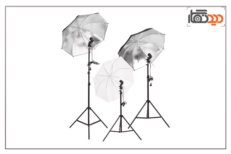 چتر آتلیه داخل سفید و داخل نقره ای