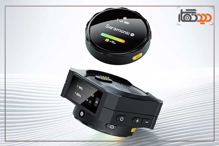 میکروفون بی سیم هوشمند سارامونیک Saramonic BlinkMe B2 wireless microphone و نمای جانبی