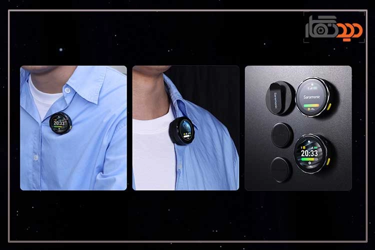 میکروفون بی سیم هوشمند سارامونیک Saramonic BlinkMe B2 wireless microphone و ابعاد روی یقه