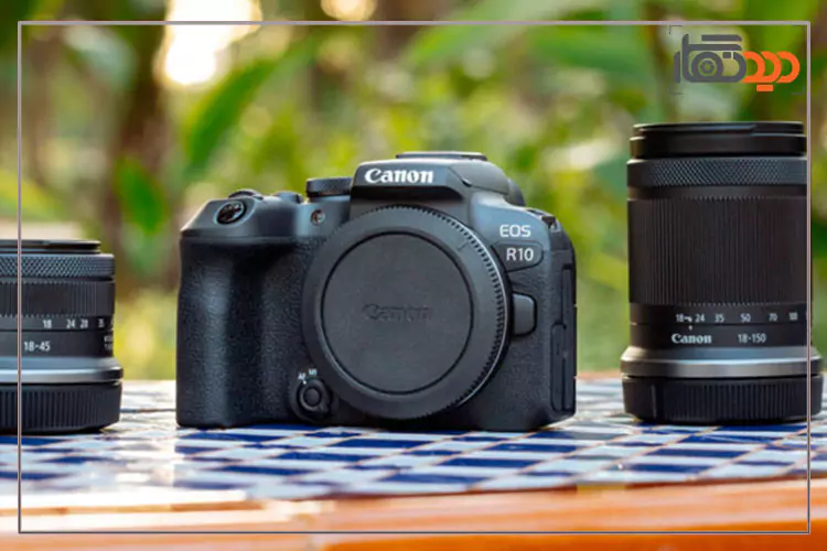 دوربین کانن R10 در کنار لنز ها