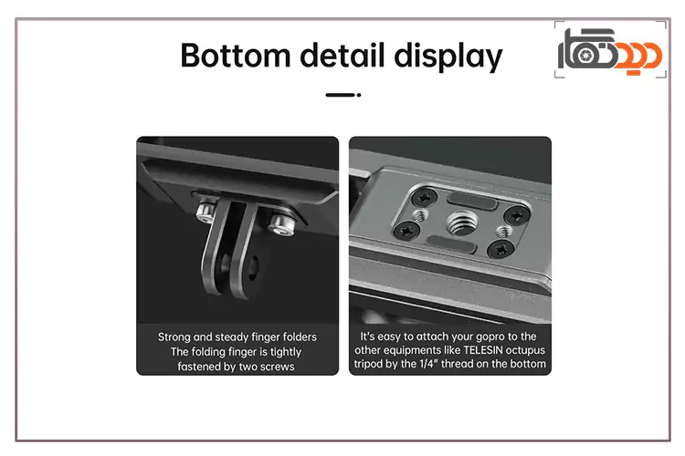 جزئیات کاور و کیج دوربین تلسین برای گوپرو