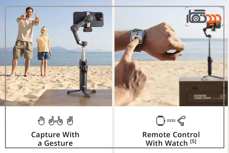 ریموت کنترل گیمبال موبایل DJI Osmo Mobile 7P و اشاره با دست برای پیگیری سوژه