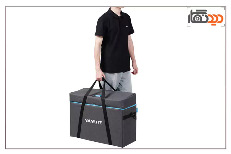 کیت 2 تایی نور ثابت نانلایت FS-300B به همراه کیف، سه پایه و سافت باکس در دست