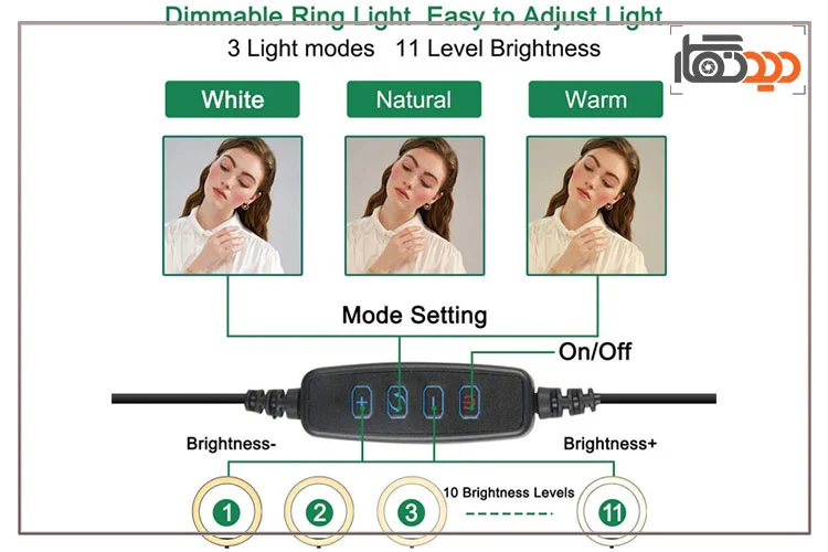 ریموت سیم دار رینگ لایت 26 سانتی متر 10 وات HX-260 + پایه