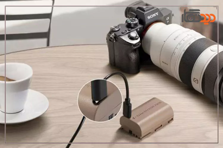 باتری کی اند اف K&F LP-E6NH و کابل شارژ همراه