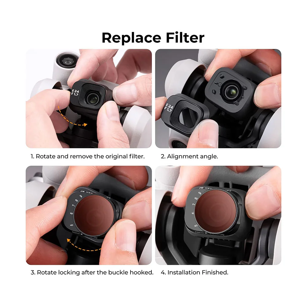 فیلتر لنز کی اند اف K&amp;F KIT ND2 32 ND64 512 NANO X FOR DIJI MINI3 MINI 3 PRO FILTER — تصویر 3