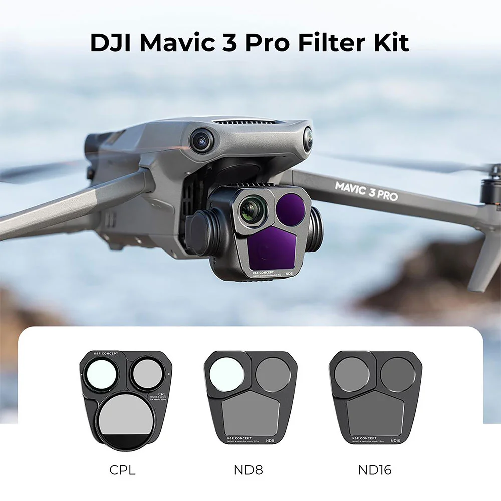 فیلتر لنز کی اند اف K&amp;F KIT ND8 ND16 CPL NANO X FOR DJI MAVIC 3 PRO FILTER — تصویر 1