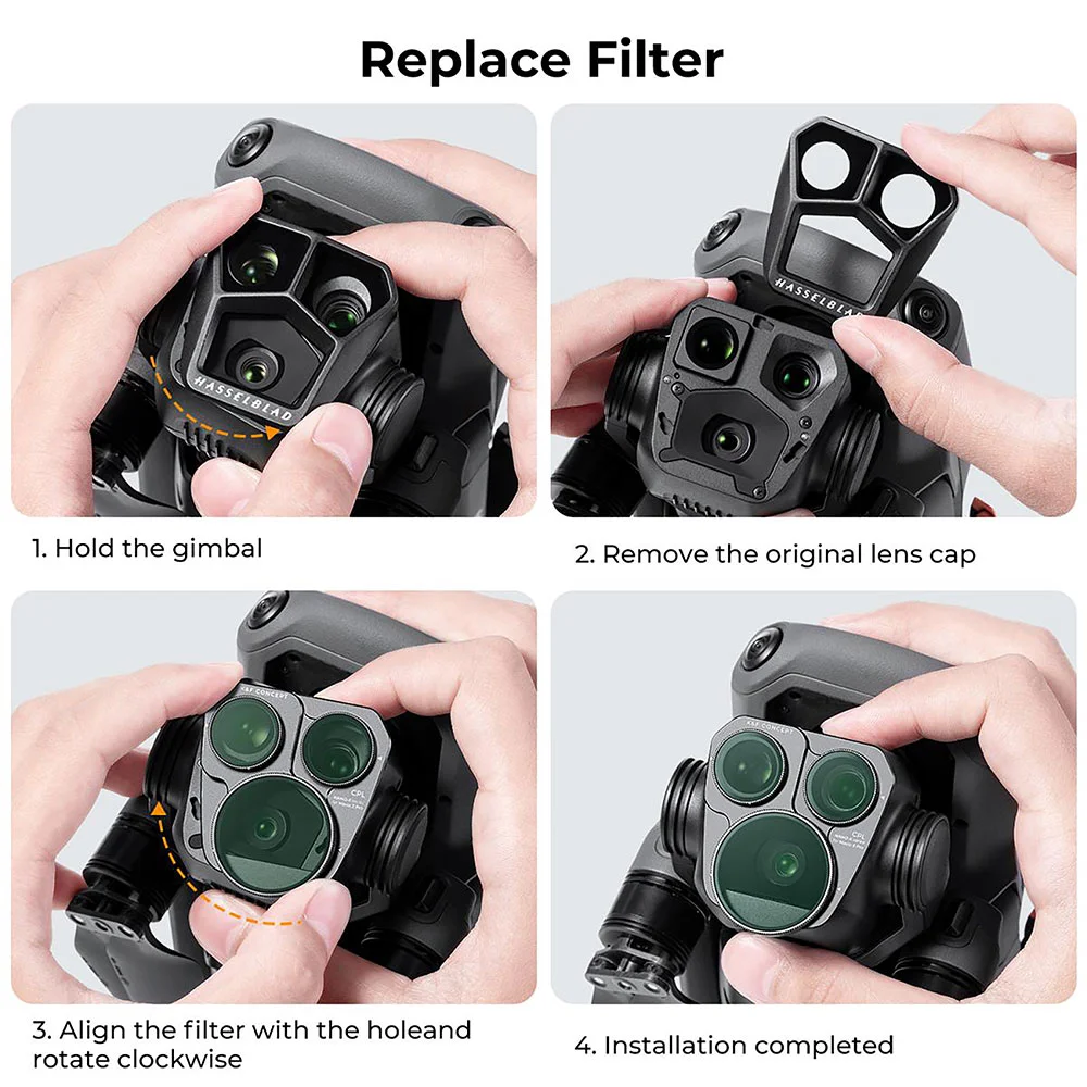 فیلتر لنز کی اند اف K&amp;F KIT ND8 ND16 CPL NANO X FOR DJI MAVIC 3 PRO FILTER — تصویر 2