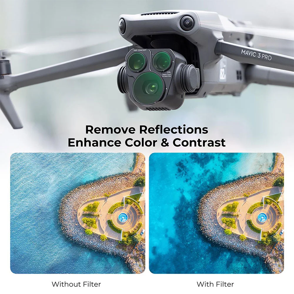 فیلتر لنز کی اند اف K&amp;F KIT ND8 ND16 CPL NANO X FOR DJI MAVIC 3 PRO FILTER — تصویر 4