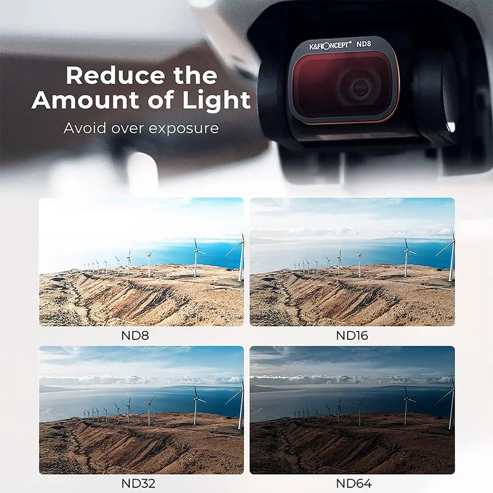 فیلتر لنز کی اند اف K&amp;F KIT UV CPL ND8 ND16 ND32 ND64 NANO SERIES FOR MAVIC MINI 2 FILTER — تصویر 1
