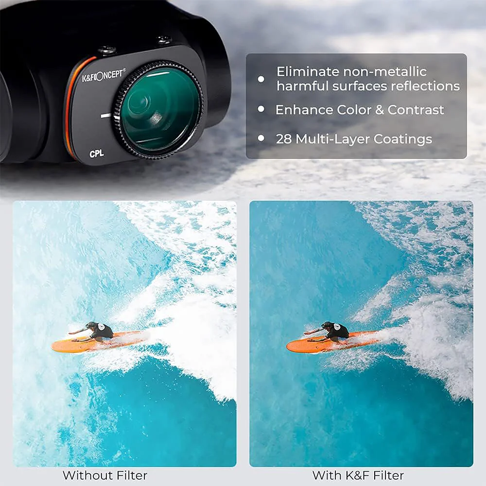 فیلتر لنز کی اند اف K&amp;F KIT UV CPL ND8 ND16 ND32 ND64 NANO SERIES FOR MAVIC MINI 2 FILTER — تصویر 5