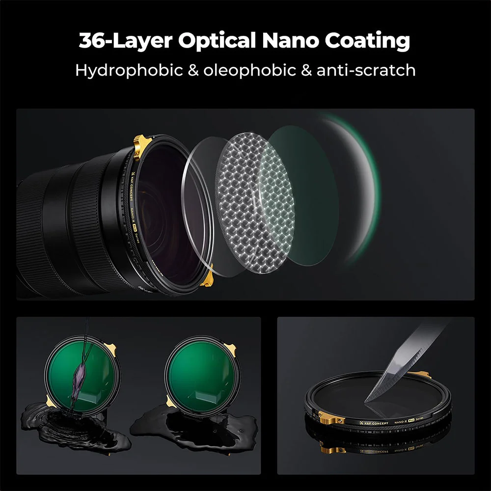 فیلتر لنز کی اند اف K&amp;F ND2-32 &amp;CPL COPPER MRC/NOX NANO X-PRO ۸۲mm SQUARE FILTER — تصویر 3