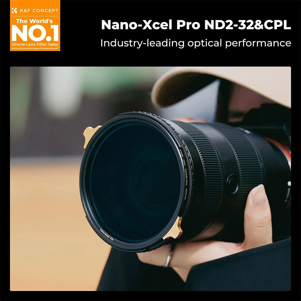 فیلتر لنز کی اند اف K&amp;F ND2-32 &amp;CPL COPPER MRC/NOX NANO X-PRO ۸۲mm SQUARE FILTER — تصویر 12